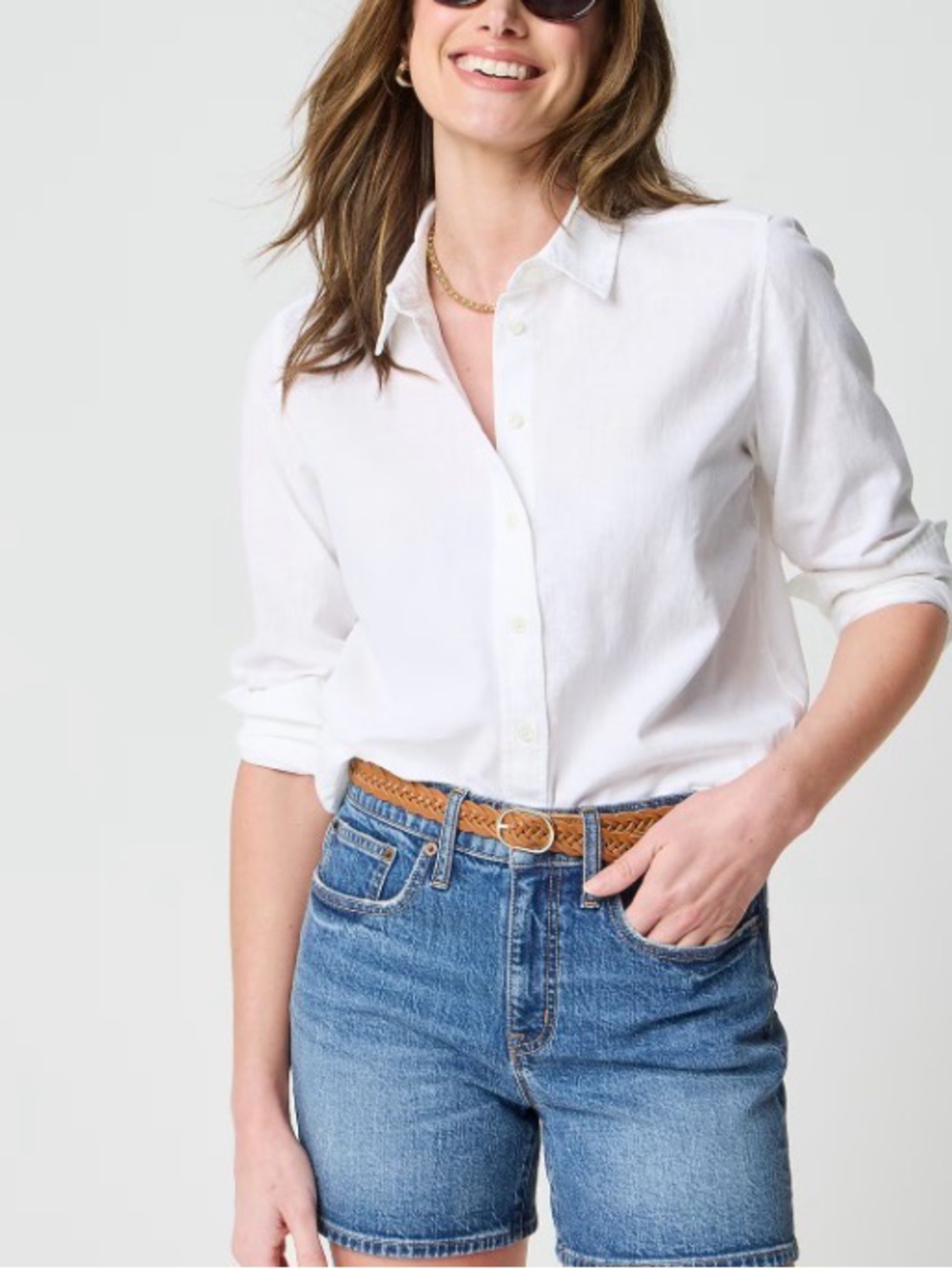 J. Crew White Linen Blend Button Up Collared Shirt S New Condition